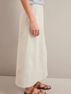 Safia Techni Linen Midi Skirt - Cream -Cefinn Clothing Store SU24 SK190 SAFIA CREAM LS 0213