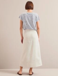 Safia Techni Linen Midi Skirt - Cream -Cefinn Clothing Store SU24 SK190 SAFIA CREAM LS 0220