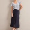 Safia Techni Linen Midi Skirt - Navy 2 Safia Techni Linen Midi Skirt - Navy -Cefinn Clothing Store SU24 SK190 SAFIA NAVY LS 24987