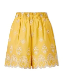 Bonnie Organic Cotton Shorts - Yellow White -Cefinn Clothing Store SU24 TR98 BONNIE YELLOWWHITE CO