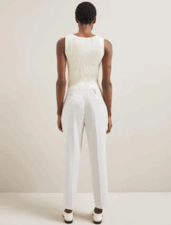 Tatum Linen Blend Easy Waist Trouser - Pearl -Cefinn Clothing Store SU24 TR99 TATUM PEARL LS 1355