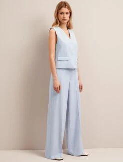 Deacon Linen Blend Waistcoat - Pale Blue -Cefinn Clothing Store SU24 W8 DEACON PALEBLUE LS 25787