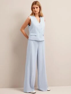 Deacon Linen Blend Waistcoat - Pale Blue -Cefinn Clothing Store SU24 W8 DEACON PALEBLUE LS 25807