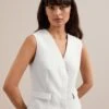 Deacon Linen Blend Waistcoat - Pearl 2 Deacon Linen Blend Waistcoat - Pearl -Cefinn Clothing Store SU24 W8 DEACON PEARL LS 0117