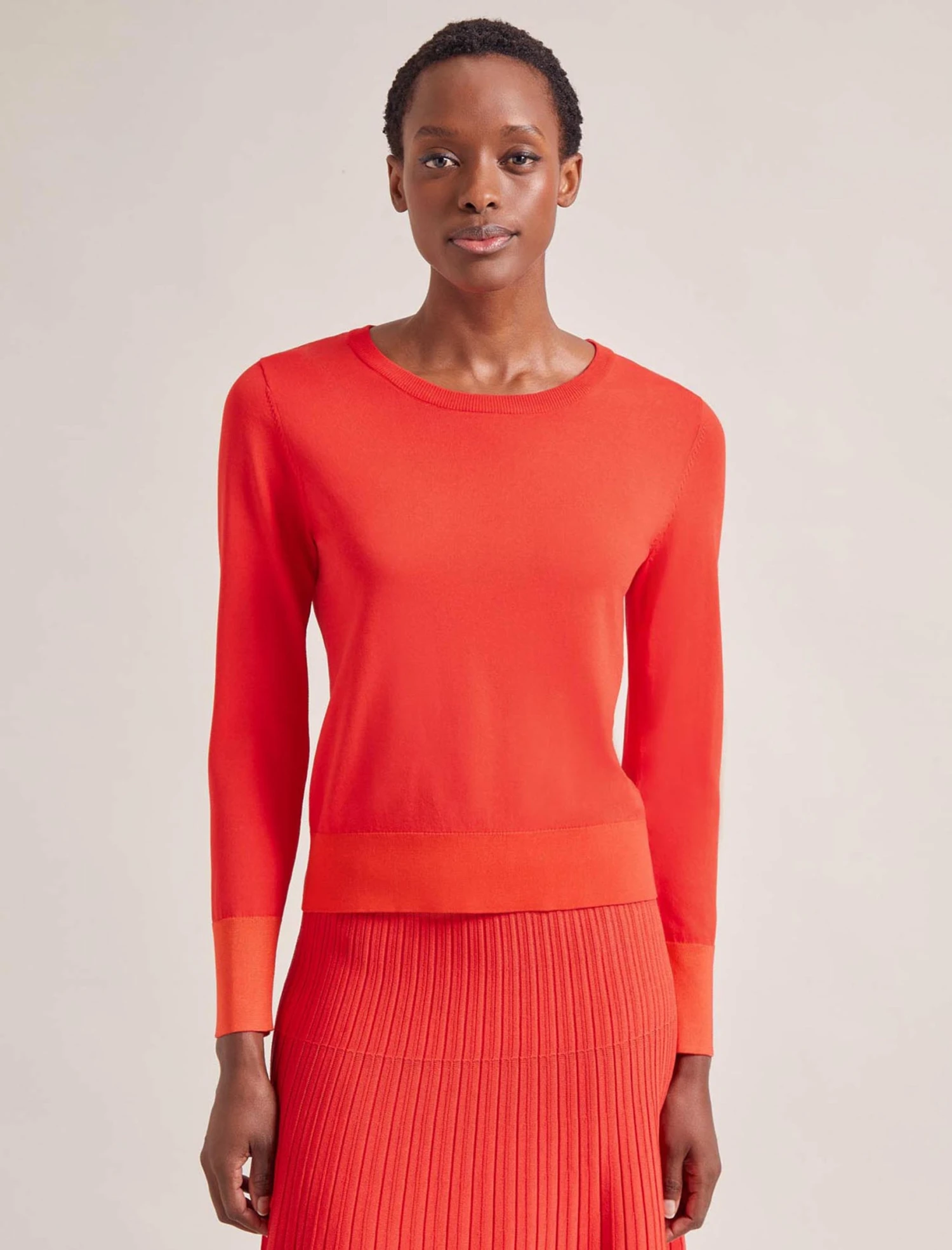 Colette Contrast Cuff Jumper - Orange 3 Colette Contrast Cuff Jumper - Orange