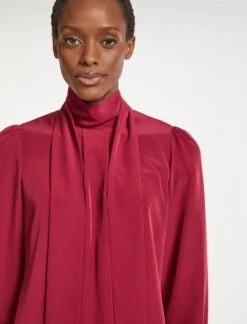 Bianca Blouse With Scarf - Red -Cefinn Clothing Store WI22 B124 BIANCA RED LS 294