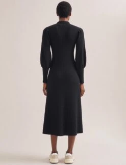 Eva Merino Wool Collared Knit Maxi Dress - Black 15 Eva Merino Wool Collared Knit Maxi Dress - Black -Cefinn Clothing Store WI23 D574 EVA BLACK LS 2000