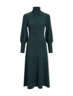 Eva Merino Wool Roll Neck Dress - Dark Green 13 Eva Merino Wool Roll Neck Dress - Dark Green -Cefinn Clothing Store WI23 D574 EVA DARKGREEN CO