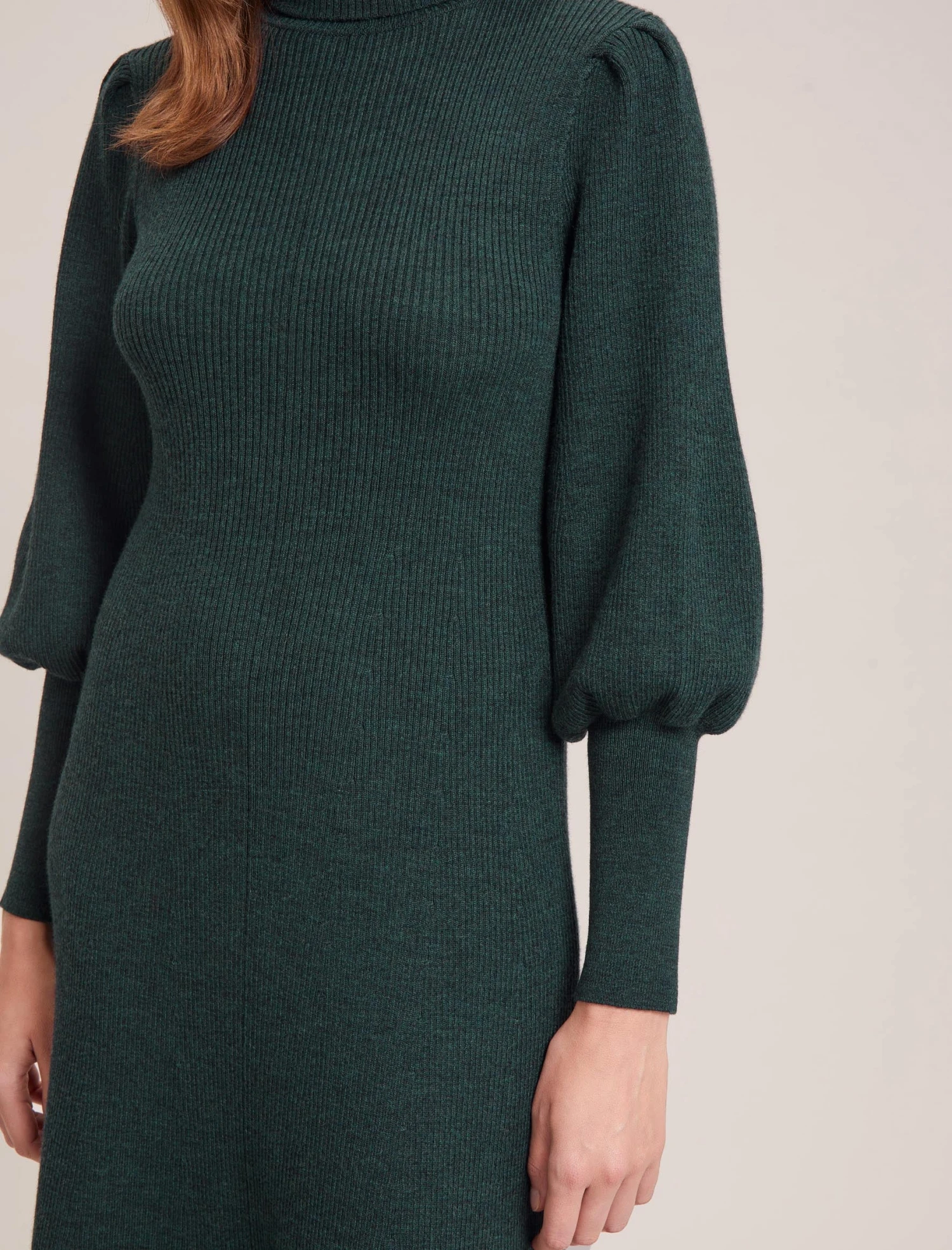 Eva Merino Wool Roll Neck Dress - Dark Green 4 Eva Merino Wool Roll Neck Dress - Dark Green - Image 2