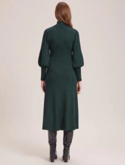 Eva Merino Wool Roll Neck Dress - Dark Green 12 Eva Merino Wool Roll Neck Dress - Dark Green -Cefinn Clothing Store WI23 D574 EVA DARKGREEN LS 35307