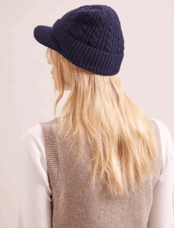 Beata Cashmere Hat - Navy -Cefinn Clothing Store WI23 H3 BEATA NAVY LS 17781