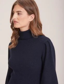 Eva Wool Roll Neck Jumper - Navy -Cefinn Clothing Store WI23 K10 EVA NAVY LS 37761