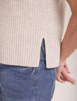 Janie Cashmere Blend Funnel Neck Sleeveless Jumper - Oatmeal -Cefinn Clothing Store WI23 K156 JANIE OATMEAL LS 37845