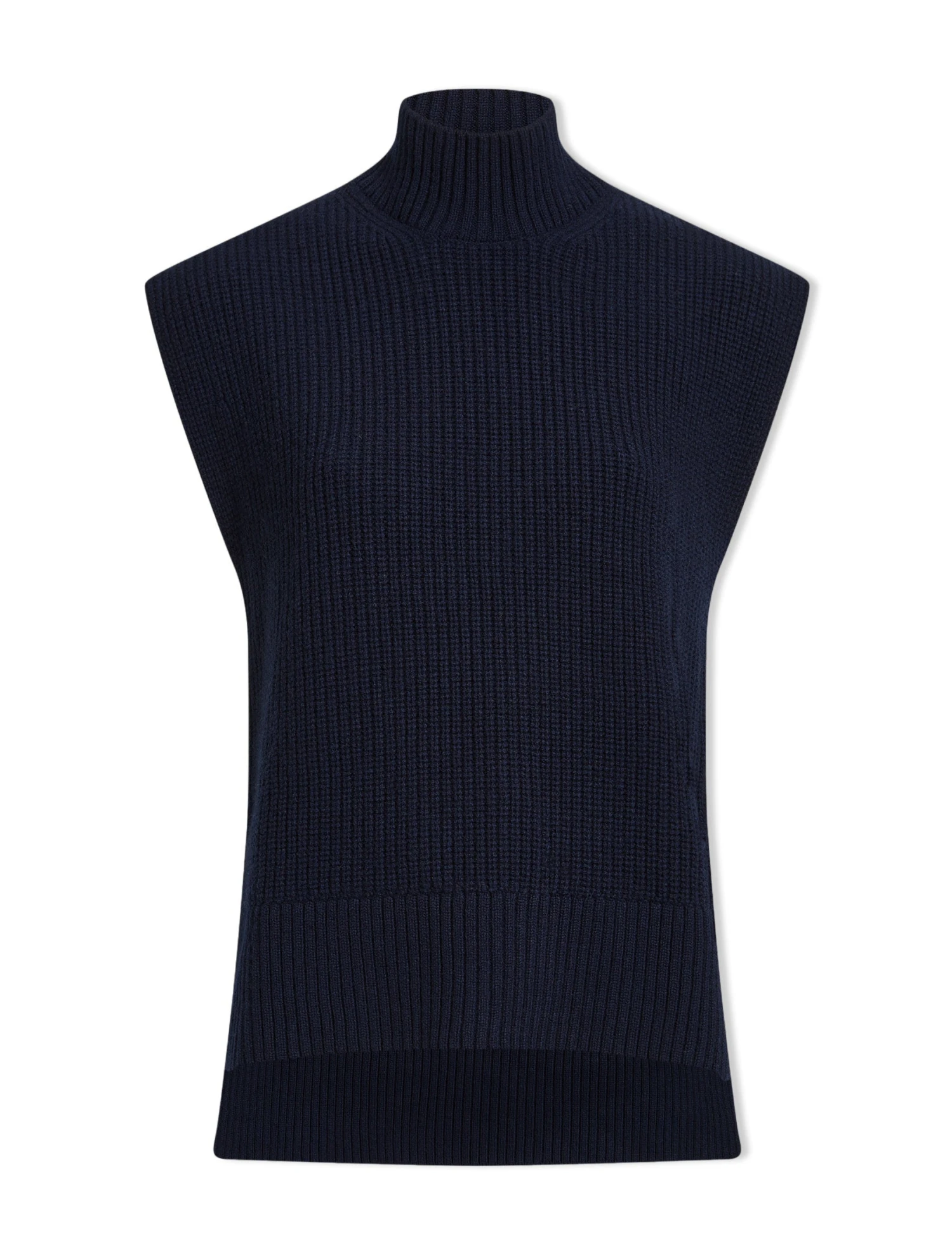 Janice Cashmere Blend Funnel Neck Sleeveless Jumper - Navy 9 Janice Cashmere Blend Funnel Neck Sleeveless Jumper - Navy - Image 7