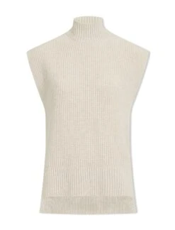 Janice Cashmere Blend Funnel Neck Sleeveless Jumper - Oatmeal -Cefinn Clothing Store WI23 K157 JANICE OATMEAL CO