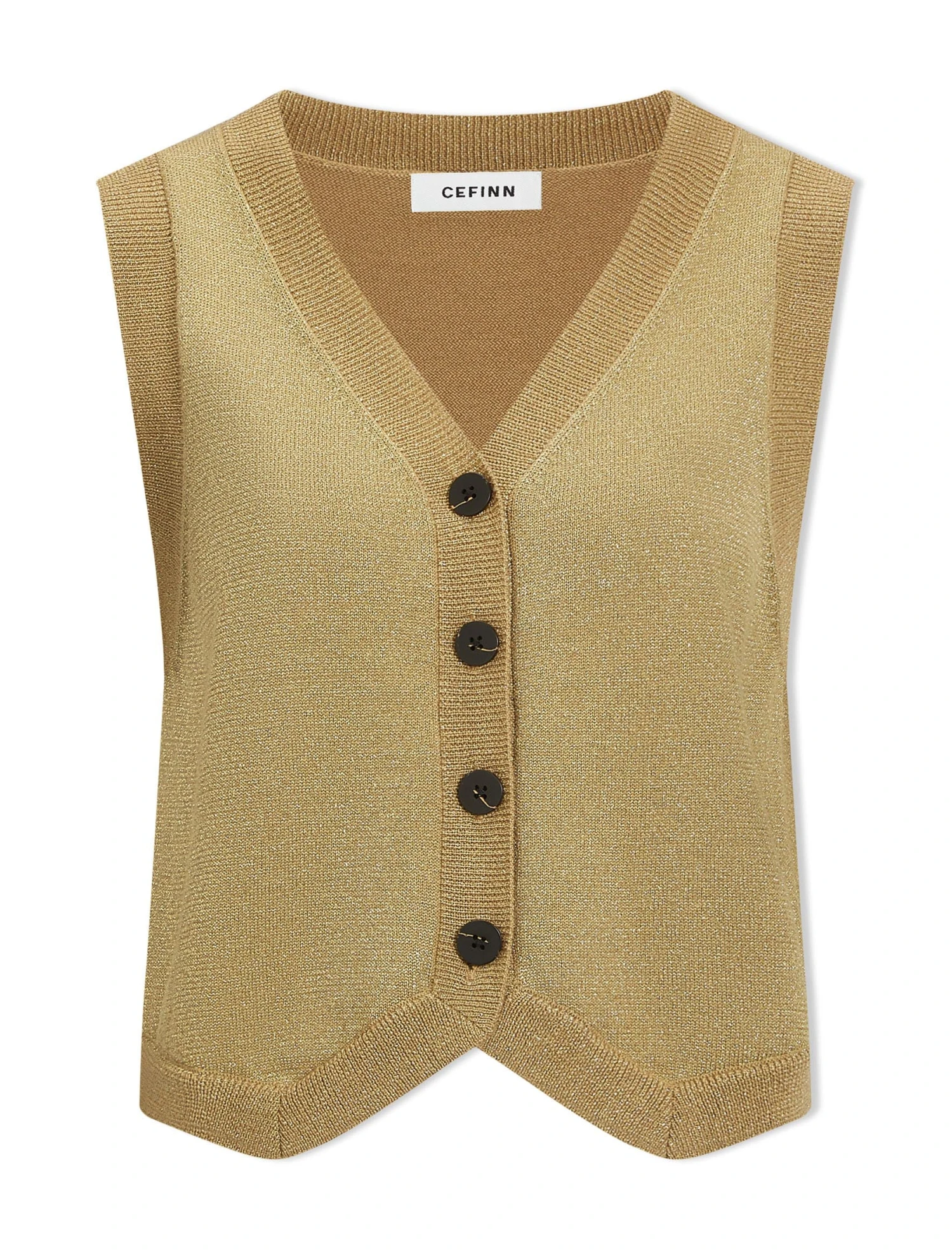 Wesley Lurex V Neck Waistcoat - Gold 7 Wesley Lurex V Neck Waistcoat - Gold - Image 5