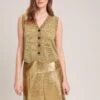 Wesley Lurex V Neck Waistcoat - Gold 1 Wesley Lurex V Neck Waistcoat - Gold -Cefinn Clothing Store WI23 K170 WESLEY GOLD SK119 TIANA GOLD 34801