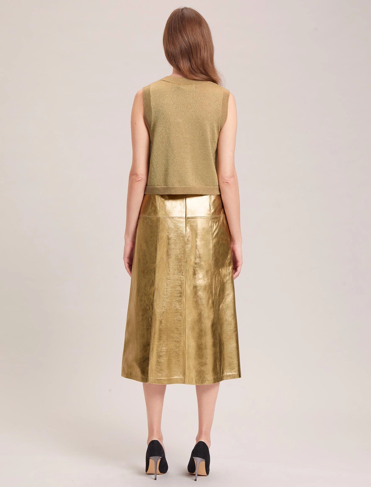 Wesley Lurex V Neck Waistcoat - Gold 8 Wesley Lurex V Neck Waistcoat - Gold - Image 6