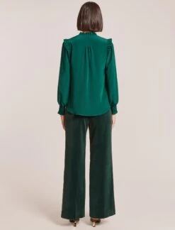 Stella Silk Shirt - Dark Green -Cefinn Clothing Store WI23 S46 STELLA DARKGREEN LS 2329