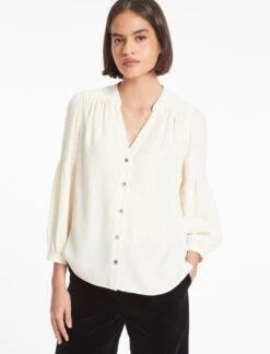 Ella Silk Shirt - Cream -Cefinn Clothing Store WI23 S82 ELLA CREAM LS 1187