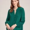 Ella Silk Shirt - Dark Green -Cefinn Clothing Store WI23 S82 ELLA DARKGREEN LS 33744
