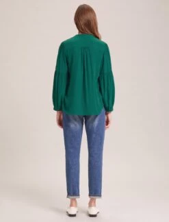 Ella Silk Shirt - Dark Green 16 Ella Silk Shirt - Dark Green -Cefinn Clothing Store WI23 S82 ELLA DARKGREEN LS 33788