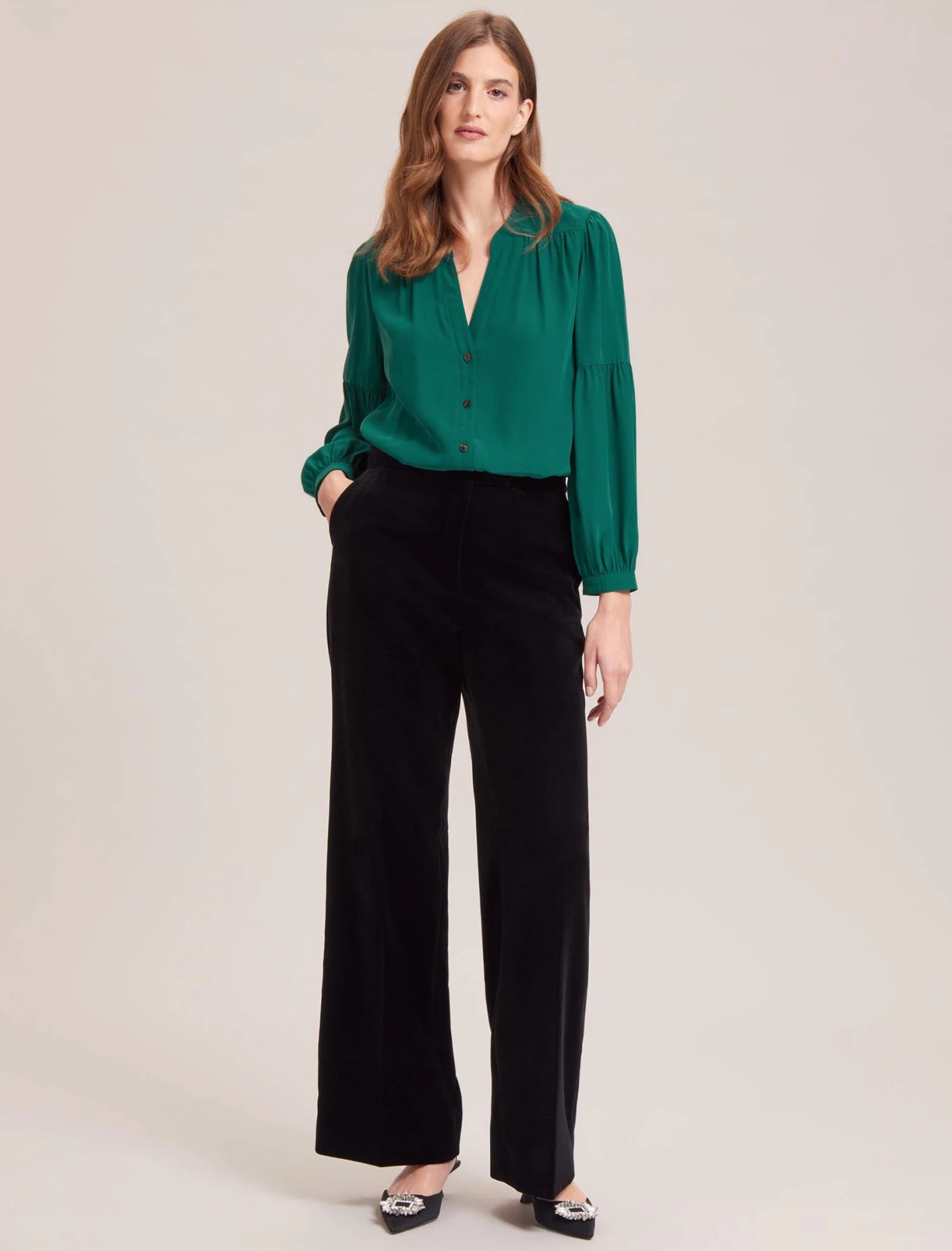 Ella Silk Shirt - Dark Green 8 Ella Silk Shirt - Dark Green - Image 6