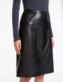 Skye Leather Pencil Skirt - Black -Cefinn Clothing Store WI23 SK167 SKYE BLACK LS 1351