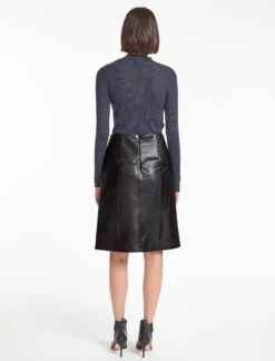 Skye Leather Pencil Skirt - Black -Cefinn Clothing Store WI23 SK167 SKYE BLACK LS 1359