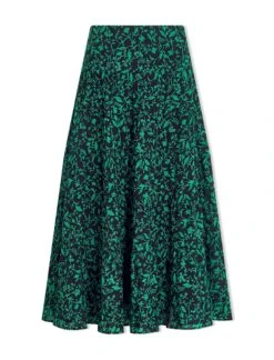Sawyer Cotton Maxi Skirt - Green Bramble Print -Cefinn Clothing Store WI23 SK181 SAWYER GREENBRAMBLEPRINT CO