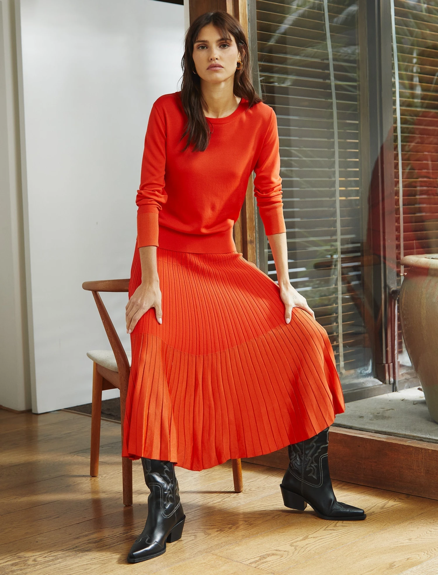 Colette Contrast Hem Skirt - Orange 4 Colette Contrast Hem Skirt - Orange - Image 2