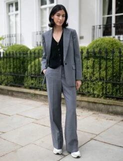 Terence Stretch Wool Wide Leg Trouser - Mid Grey -Cefinn Clothing Store jordan terence 0a496a69 3400 4a1b 9856 dc6af6884a4b