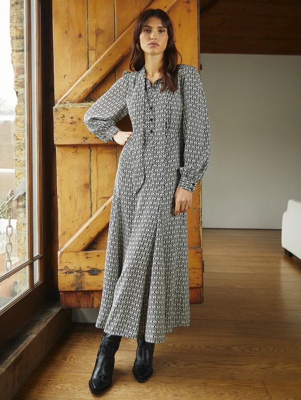 Cefinn Clothing Store -Cefinn Clothing Store CEFINN Elspeth Printed Recycled blend Crepe Midi Dress