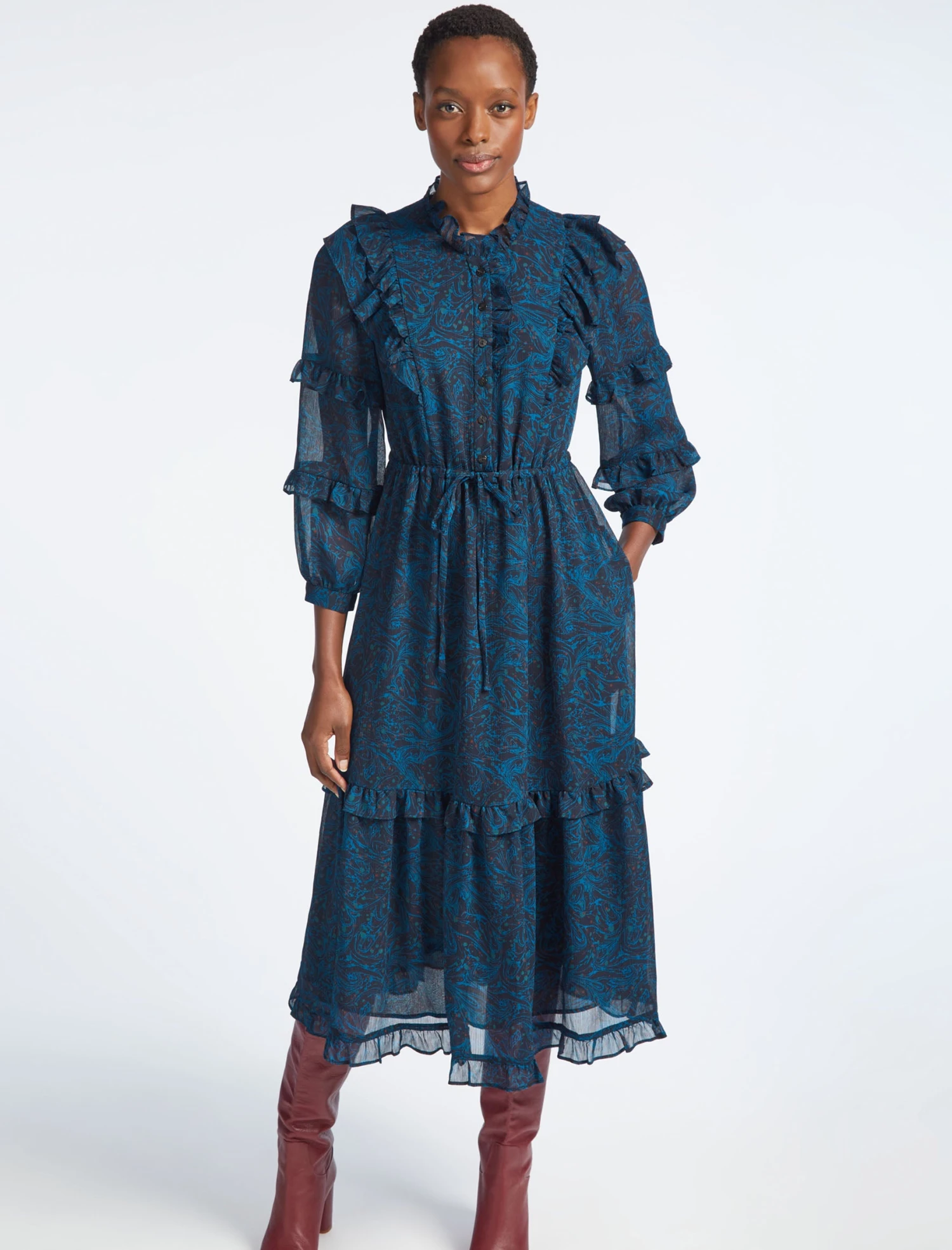 Cefinn Clothing Store -Cefinn Clothing Store SP22 D401 TILLY BLUEMARBLEPRINT LS 3148